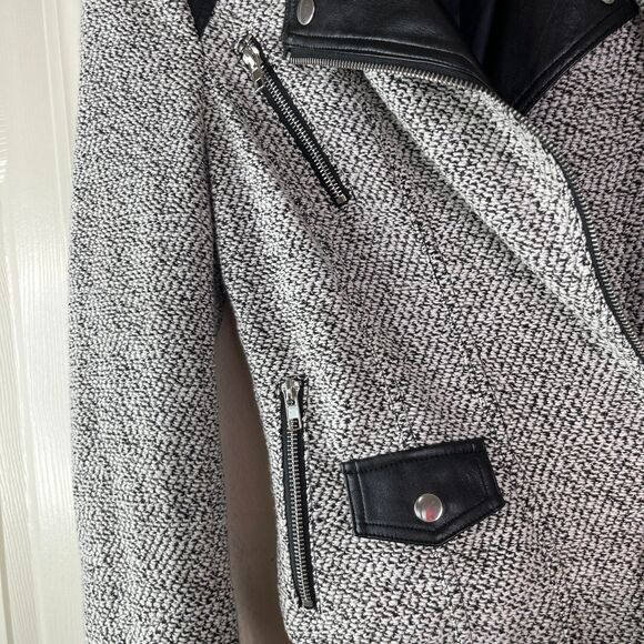 NWT Blanc Noir Women’s Long Sleeve Knitted Leather Jacket Size Small #650 - Picture 8 of 17